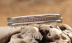 Vintage Native American Navajo Sterling Silver Twist Bracelet -Signed Joe Tom T