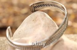 Vintage Native American Navajo Sterling Silver Twist Bracelet -Signed Joe Tom T