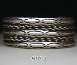 Vintage Native American Navajo Sterling Silver Twisted Rope Cuff Bracelet