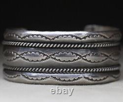 Vintage Native American Navajo Sterling Silver Twisted Rope Cuff Bracelet