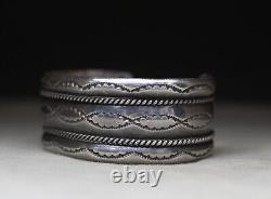 Vintage Native American Navajo Sterling Silver Twisted Rope Cuff Bracelet
