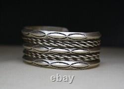 Vintage Native American Navajo Sterling Silver Twisted Rope Cuff Bracelet