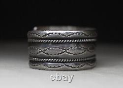 Vintage Native American Navajo Sterling Silver Twisted Rope Cuff Bracelet