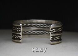 Vintage Native American Navajo Sterling Silver Twisted Rope Cuff Bracelet