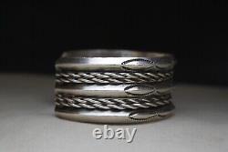 Vintage Native American Navajo Sterling Silver Twisted Rope Cuff Bracelet