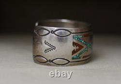 Vintage Native American Navajo Sterling Turquoise Coral Cuff Bracelet Size 7.25