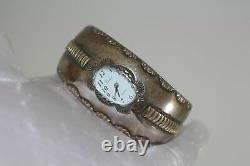 Vintage Native American Navajo Sterling Watch Cuff Bracelet Jennie Epaloos