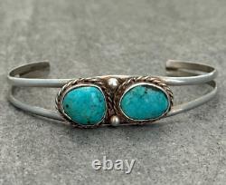 Vintage Native American Navajo TWO Turquoise Sterling silver Bracelet