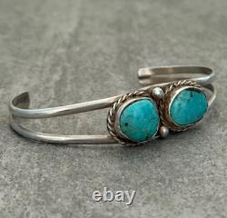 Vintage Native American Navajo TWO Turquoise Sterling silver Bracelet
