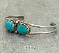 Vintage Native American Navajo TWO Turquoise Sterling silver Bracelet