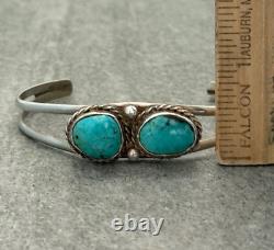 Vintage Native American Navajo TWO Turquoise Sterling silver Bracelet