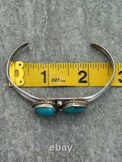 Vintage Native American Navajo TWO Turquoise Sterling silver Bracelet