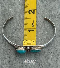 Vintage Native American Navajo TWO Turquoise Sterling silver Bracelet