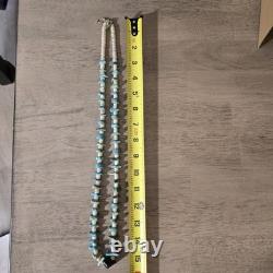 Vintage Native American Navajo Turquoise And White Shell Heishi Necklace