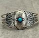 Vintage Native American Navajo Turquoise CONCHO TWISTED Sterling Bracelet 6.6 in