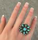 Vintage Native American Navajo Turquoise Cluster Ring Size 7