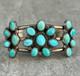 Vintage Native American Navajo Turquoise Cluster Sterling Bracelet Signed 6.5 in