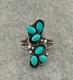Vintage Native American Navajo Turquoise Cluster Sterling Silver Ring Size 5