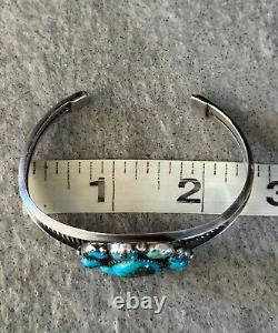 Vintage Native American Navajo Turquoise Cluster Sterling silver Bracelet
