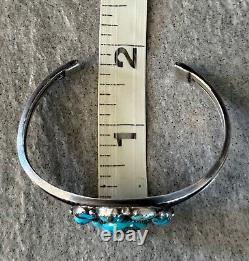 Vintage Native American Navajo Turquoise Cluster Sterling silver Bracelet
