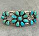 Vintage Native American Navajo Turquoise Cluster Sterling silver Bracelet 31+g