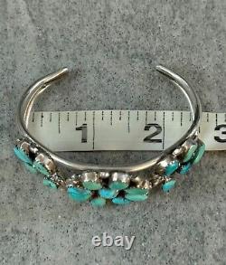 Vintage Native American Navajo Turquoise Cluster Sterling silver Bracelet 31+g