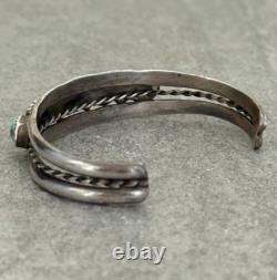 Vintage Native American Navajo Turquoise Coral HAND STAMPED Sterling Bracelet