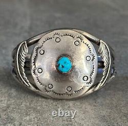 Vintage Native American Navajo Turquoise Dome Sterling silver Bracelet 36+g