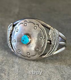 Vintage Native American Navajo Turquoise Dome Sterling silver Bracelet 36+g