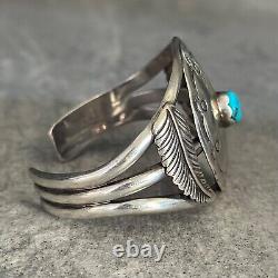 Vintage Native American Navajo Turquoise Dome Sterling silver Bracelet 36+g