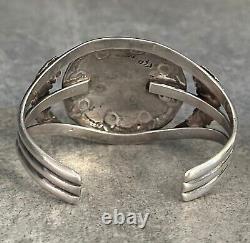 Vintage Native American Navajo Turquoise Dome Sterling silver Bracelet 36+g
