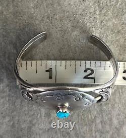 Vintage Native American Navajo Turquoise Dome Sterling silver Bracelet 36+g