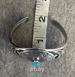 Vintage Native American Navajo Turquoise Dome Sterling silver Bracelet 36+g