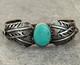 Vintage Native American Navajo Turquoise FEATHERS Sterling Bracelet 6.75 in