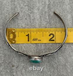 Vintage Native American Navajo Turquoise Feather Sterling silver Cuff Bracelet
