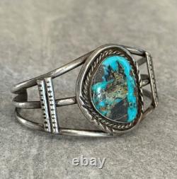 Vintage Native American Navajo Turquoise GEM Sterling silver Bracelet 36+g