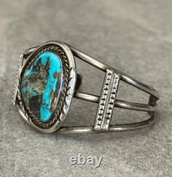 Vintage Native American Navajo Turquoise GEM Sterling silver Bracelet 36+g
