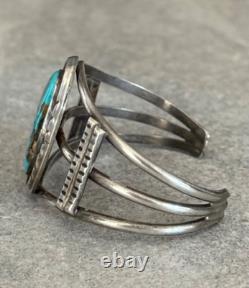 Vintage Native American Navajo Turquoise GEM Sterling silver Bracelet 36+g