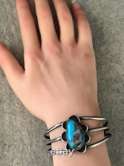 Vintage Native American Navajo Turquoise Gem Sterling silver Bracelet 25g