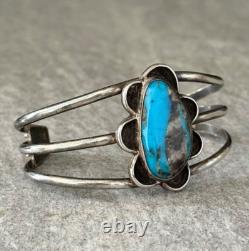 Vintage Native American Navajo Turquoise Gem Sterling silver Bracelet 25g