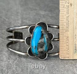 Vintage Native American Navajo Turquoise Gem Sterling silver Bracelet 25g