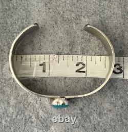Vintage Native American Navajo Turquoise Hand Stamped THICK Sterling Bracelet
