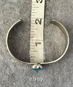 Vintage Native American Navajo Turquoise Hand Stamped THICK Sterling Bracelet