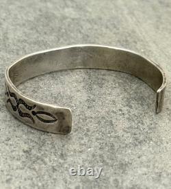 Vintage Native American Navajo Turquoise Ingot Silver Bracelet 7.25 in