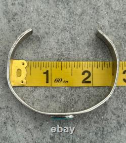 Vintage Native American Navajo Turquoise Ingot Silver Bracelet 7.25 in