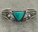 Vintage Native American Navajo Turquoise Ingot silver Bracelet 7 in