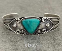 Vintage Native American Navajo Turquoise Ingot silver Bracelet 7 in