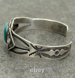 Vintage Native American Navajo Turquoise Ingot silver Bracelet 7 in