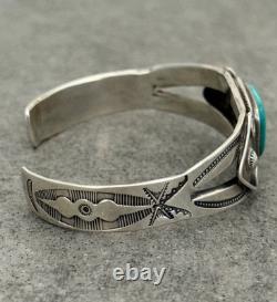 Vintage Native American Navajo Turquoise Ingot silver Bracelet 7 in