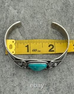 Vintage Native American Navajo Turquoise Ingot silver Bracelet 7 in